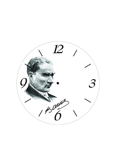 En Çok Satılan Atatürk İmza Portre Solda Çap 30cm Sessiz Akar Bombeli Gerçek Cam Duvar Saati Çok Renkli