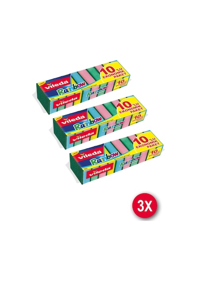 Vileda 10'Lu Rainbow Ekonomik Bulaşık Süngeri 3'Lü Paket