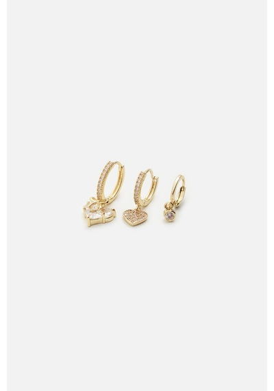 Fiyonklu Kalp Set Küpe Gold