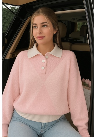 Flex Fashıon Kadın Polo Yaka Trend Oversize Popüler Triko Kazak Pembe Pembe - 744392241 Pembe - 744392241 Pembe Flex Fashıon Kadın Polo Yaka Trend Oversize Popüler Triko Kazak Pembe Pembe - 744392241 Pembe - 744392241 Pembe