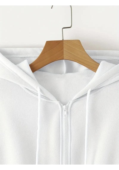 Altamira Kadın Fermuarlı Oversize Kapşonlu Crop Hırka 001