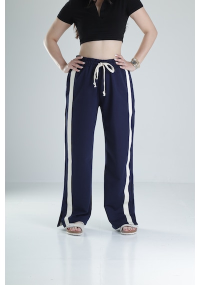 Cocopelli Yan Şerit Detaylı Lacivert Oversize Eşofman Coc1324