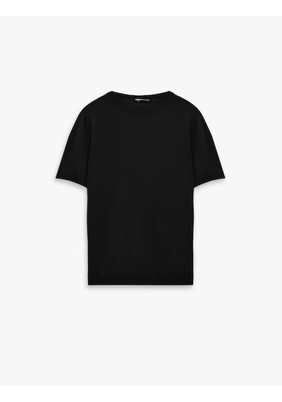 Koton Regular Fit Bisiklet Yaka Viskon Karışımlı Kısa Kollu Basic Triko Tişört Siyah 6sam70052ht