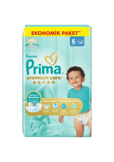 Prima Premium Care Bebek Bezi Ekonomik Paket 5 Beden 11-16 Kg 42 Adet 3 - 5 Yaş