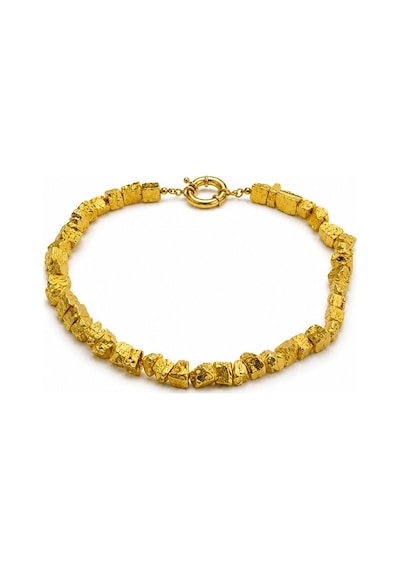 Gold Renk Hematit Doğal Taş Kadın Kolye 45 Cm 8x12 Mm Çok Renkli