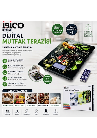 Cam Mutfak Tartısı Terazi Lcd Ekran 5kg/1gr Pilli Gr/oz/ml/ıb Ölçüm İ11-028 5332