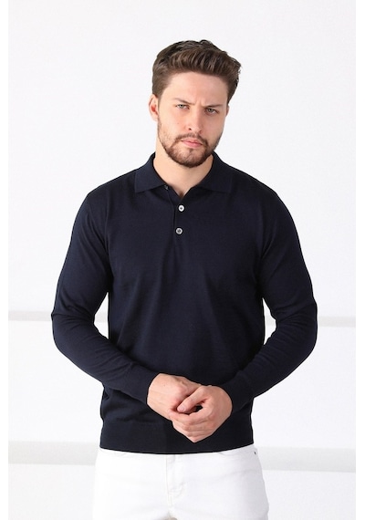 Ferraro Lacivert Polo Yaka Superfine Erkek Triko Kazak Lacivert