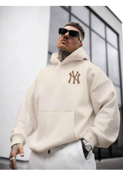 Altamira Erkek Ön Arka Ny Baskılı Kapüşonlu Sweatshirt 001