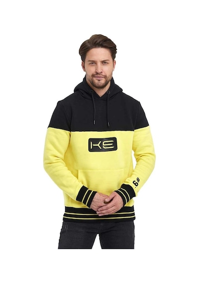 Adams Sarı/siyah Kapüşonlu 3 İplik Baskılı Kanguru Cepli Sweatshirt Sarı