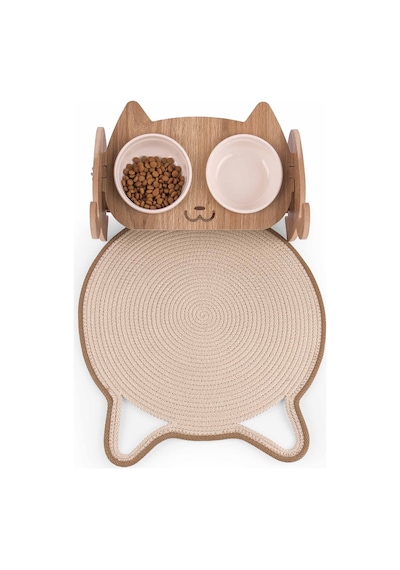 Gobypet Jüt Kulaklı Yuvarlak Kedi Köpek Mama Yatak Önü Paspası Hasır Kedi Matı 40 x 40 CM