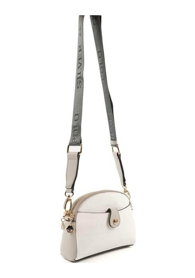 Silver Polo Sp1144 Kadın Çapraz Çanta Logolu Beyaz-a.gri