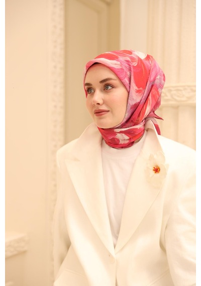Silk Home Olinda İpek Eşarp 47001-07 Fuşya, Gri, Pembe, Mercan, Mor