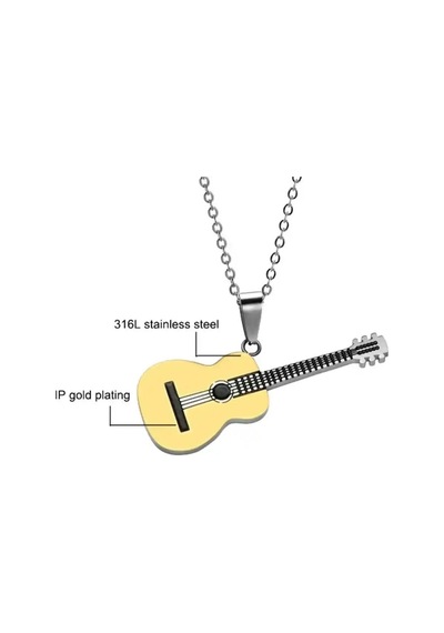 Paslanmaz Çelik Gold Gitar Kolye 316l Unisex