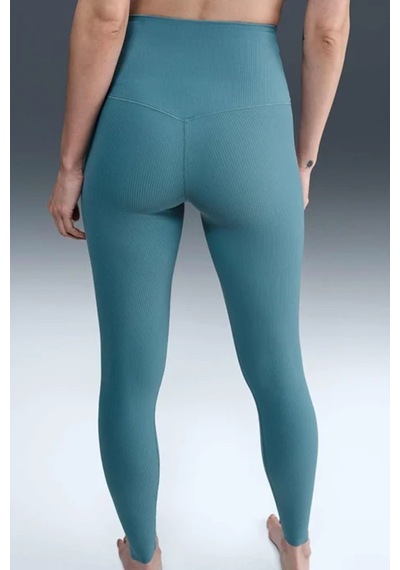 Nike Training Zenvy Dri Fit High Rise 7/8 Rib Leggings Green Kadın Fitilli Yüksek Bel Spor Tayt Yeşil