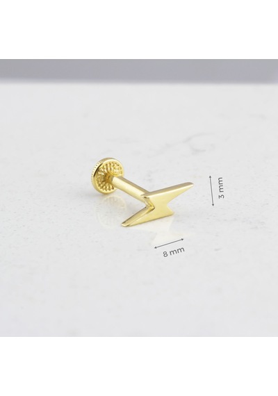 Glorria Altın Şimşek Tragus Piercing Çok Renkli