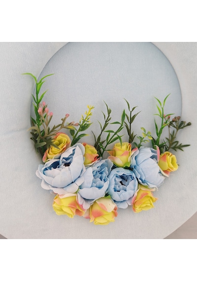 Baby Shower Kapı Süsü ve Çiçekli Taç Seti Mavi