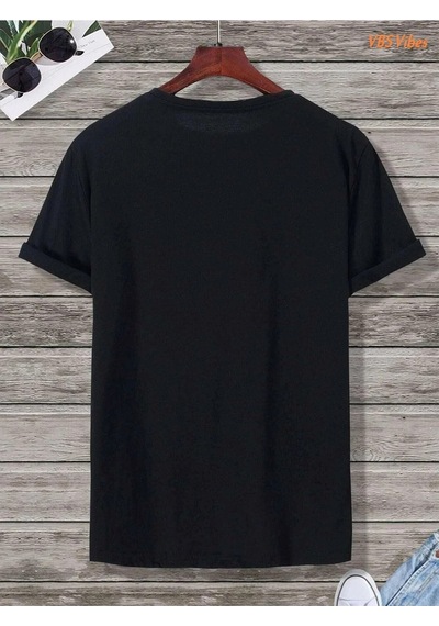 Unisex Oversize Distance Baskılı Siyah T-shirt Siyah