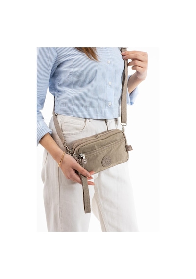 Baginn Klinkır Kumaş Mini Çapraz Askılı Kadın Çanta Yağmur Geçirmez El Askılı Çanta 20 10 Cm Mega Bag Vizon