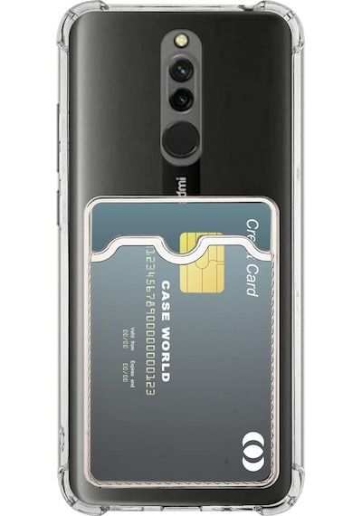 Xiaomi Uyumlu Redmi 8 Kapak Kamera Korumalı Kartlıklı Darbe Emici Özellikli Şeffaf Silikon Kılıf