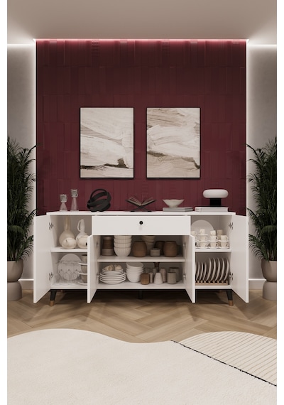 Asra Trend Lüks Konsol Tv Ünitesi %100 Mdf Salon Ve Yemek Odası Ünitesi Knsl03 Beyaz