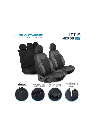 Jaecoo J7 İle Uyumlu Lüx Deri Detaylı Oto Koltuk Kılıfı Ön Arka Takım Lotus Siyah Standart