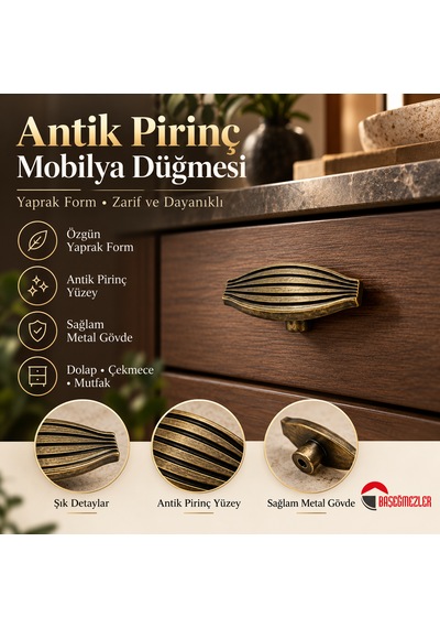 Haskan Taha Düğme Kulp Antik Sarı