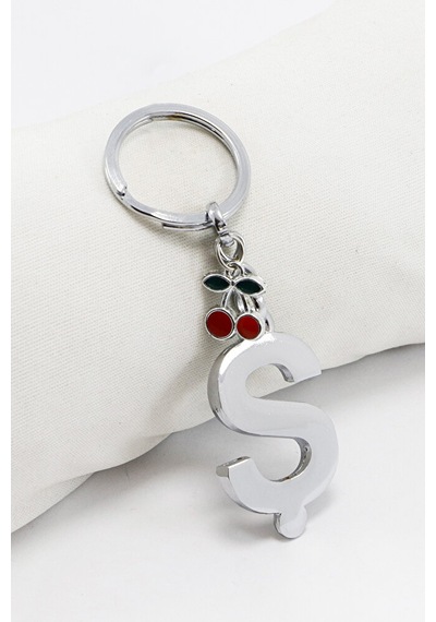 Minik Kirazlı Gümüş Renkli Metal Ş Harfi Anahtarlık / Hediyelik Ç