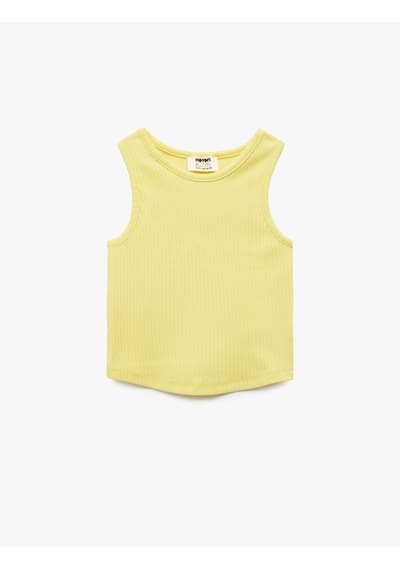 Koton Pamuklu Kolsuz Bisiklet Yaka Basic Crop Atlet Sarı 5skg30029ak Sarı