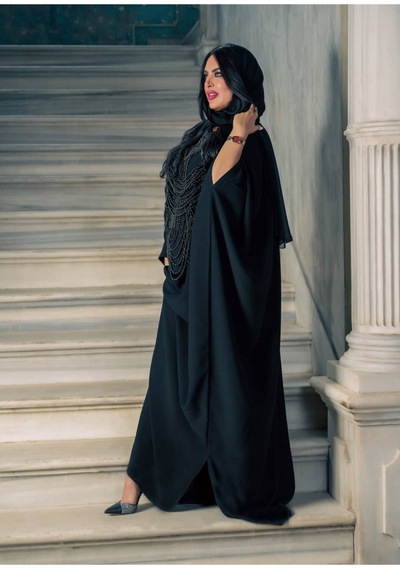 Crystalia Black Pearl Abaya Siyah