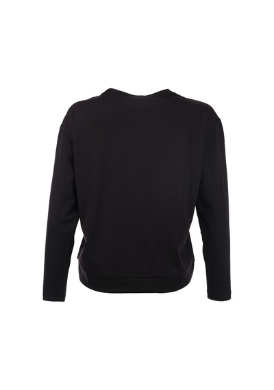 On Kadın Oversize Uzun Kol Minimalist Bluz - Günlük Stil Siyah