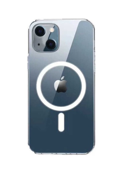 Apple iPhone Uyumlu 14 Plus Kılıf Magsafe Wireless Kablosuz Şarj Destekli Kristal Şeffaf Darbe Emici Kapak Renksiz-clr-24539