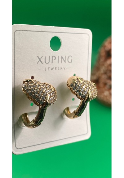 Xuping Rose Gold Zirkon Taşlı Kalpli Halka Kadın Çelik Küpe Gold