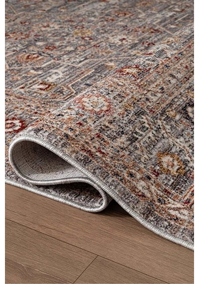 Renkli Vintage Modern Salon Koridor Yatak Ve Oturma Odası Halısı Gri