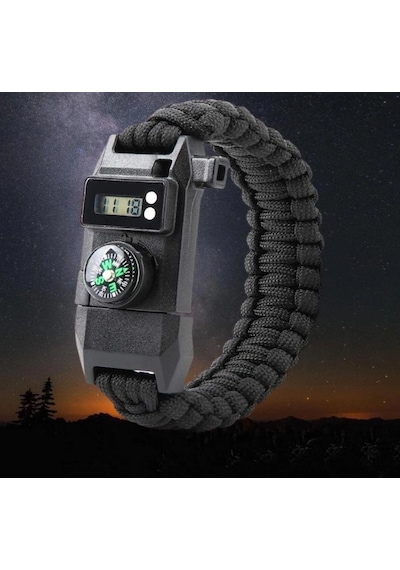 Paracord Dijital Saat Düdük Hayatta Kalma Kamp Bilekliği