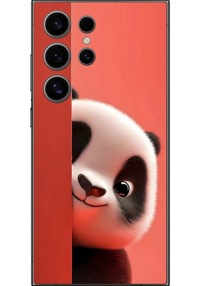 Samsung Galaxy S24 Ultra Uyumlu Şeffaf Kılıf 4 Peluş Panda Tasarımlı
