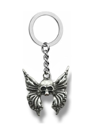 Gotik Kelebek Ve Kurukafa Figürlü Unisex Anahtarlık Alternatif Tarz Aksesuar