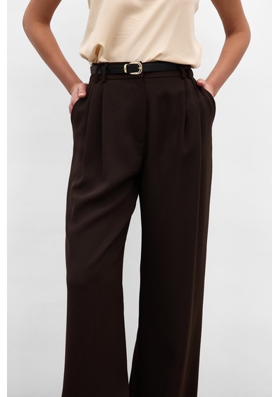Sateen Luna Krep Pantolon - Kahve-136964 Kahve