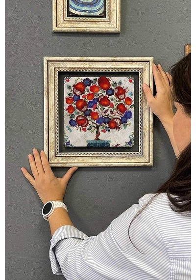 Oscar Stone Decor Çerçeveli Tablo Taş Duvar Dekoru 30 X 30 Cm Nar Ağacı/bereket Temsili Çok Renkli