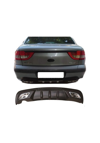 Renault Megane 1 Uyumlu Difüzör Difizör Siyah + Kare Egzoz Görünüm C Tip