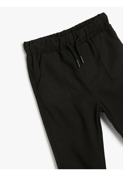 Koton Jogger Pantolon Cep Detaylı Beli Bağlamalı Siyah 4smb40114tw