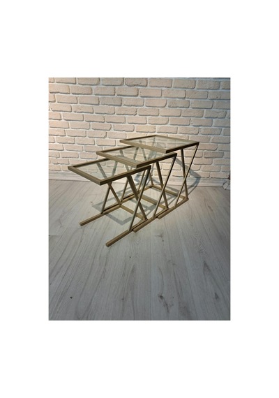 Şeffaf Camlı, Metal Zigon Sehpa Çok Renkli - 922789506 Çok Renkli