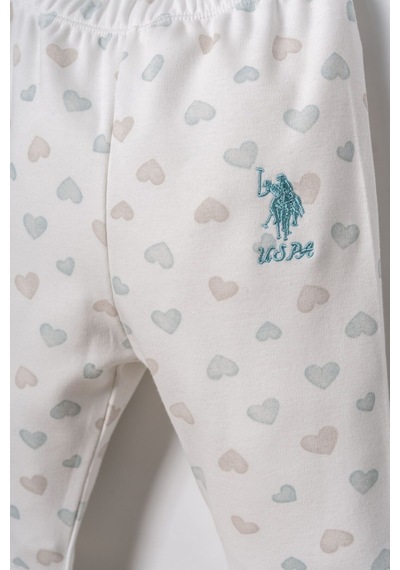 U.S. Polo Assn. Nakışlı Kız Bebek Cute Hearts Beyaz Gömlek Pijama Takımı Usb3203-c-v1 Usb3203-c-v1