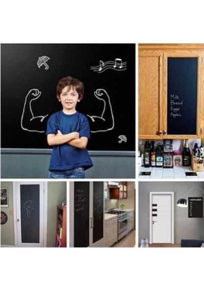 Büyük Boy Yapışkanlı Kara Tahta Yazı Tahtası Sticker Black