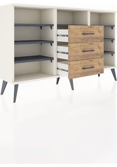 Arges Konsol 7 Raflı 3 Çekmeceli 132x30x83 Aytaşı-antrasit/çam Antrasit/çam Arges Konsol 7 Raflı 3 Çekmeceli 132x30x83 Aytaşı-antrasit/çam Antrasit/çam
