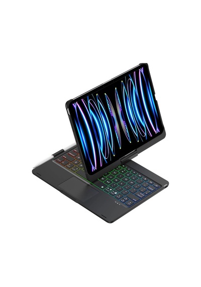 İpad Uyumlu Pro 11 2024 F11 Ats Kılıf Magic Dönen Klavyeli Tablet Kılıf - Siyah - 100 Diğer