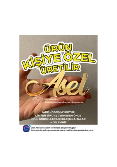 Pleksi İsim Etiket 12x5 Cm Kendinden Yapışkanlı Süs 1 Adet