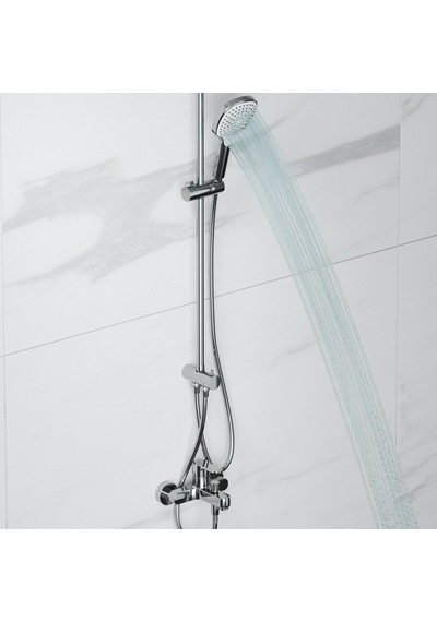 Adell Mode S Rain Duş Sistemi + Lento Banyo Bataryası 2 Parça Set Parlak Krom Krom