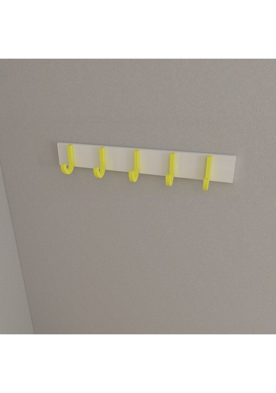 Hepsi3boyutlu Modern Duvar & Kapı Baston Askılık - 5 Adet Sarı J Askılık - Model No : 6 Sarı