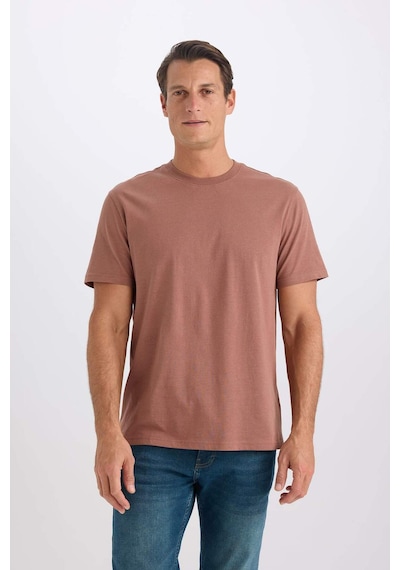 DeFacto %100 Pamuk New Regular Fit Bisiklet Yaka Basic Düz Kısa Kollu Tişört V7699AZ25SPBN307
