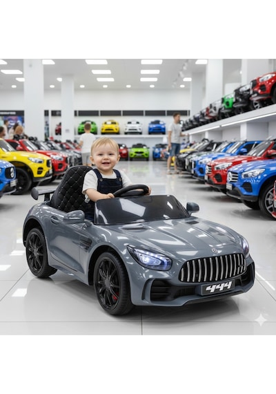 444 Gtr Sport Akülü Araba 12v Uzaktan Kumandalı Babyhope Mercedes Koyu Gri